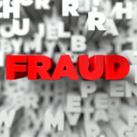 Fraud in red letters depicted against white background Fraud in red letters depicted against white background