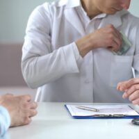 Doctor writing fake medical examination, taking bribe, expensive checkups Doctor writing fake medical examination, taking bribe, expensive checkups