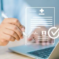 healthcare concept, person at a computer