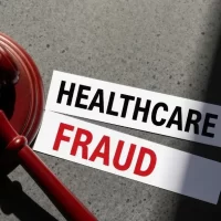 Gavel and "Healthcare Fraud" text signifying legal consequences for medical deception and illegal practices.